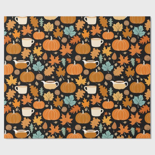 Erntedank Retro-Stil Kürbis Maple-Blätter Geschenkpapier (Flach)
