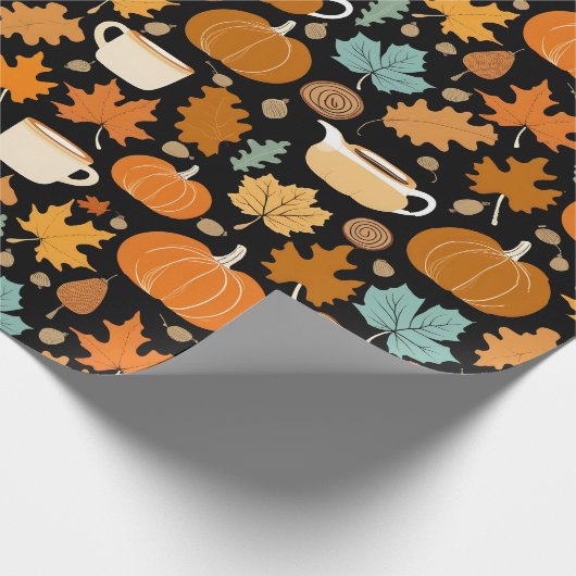Erntedank Retro-Stil Kürbis Maple-Blätter Geschenkpapier (Ecke)