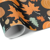 Erntedank Retro-Stil Kürbis Maple-Blätter Geschenkpapier (Rolleneckpunkt)