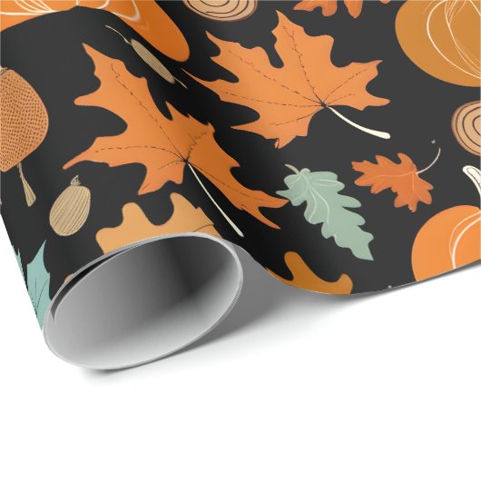 Erntedank Retro-Stil Kürbis Maple-Blätter Geschenkpapier (Rolleneckpunkt)