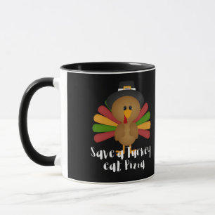 Erntedank Rettete eine Türkei Pizza essen Tasse