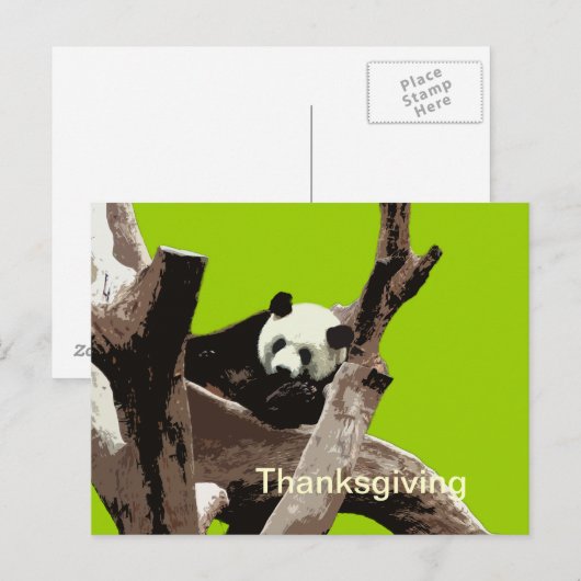 Erntedank Riesenpanda Postkarte (Vorne/Hinten)