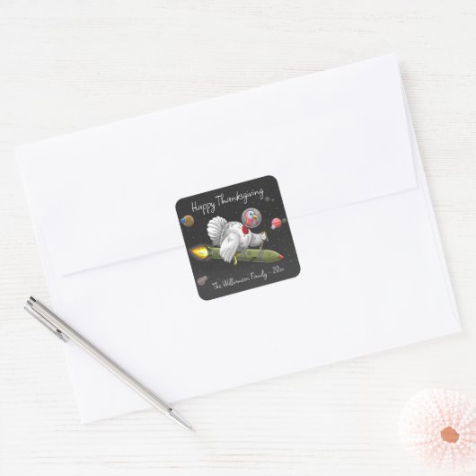 Erntedank Rocket Türkei Quadratischer Aufkleber (Umschlag)