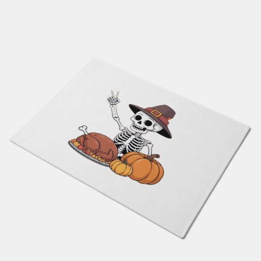 Erntedank Röntgen Skeleton Funny Rock Hand Fall L Fußmatte (Schrägansicht)