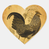 Erntedank Rooster Herz-Aufkleber (Vorderseite)