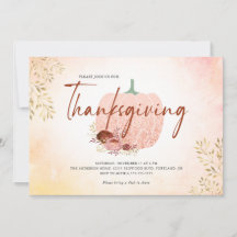 Erntedank Rose Gold Glitzer Pumpkin Einladung