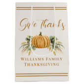 Erntedank Rustic Fall Pumpkin Danke Mittlere Geschenktüte (Rückseite)