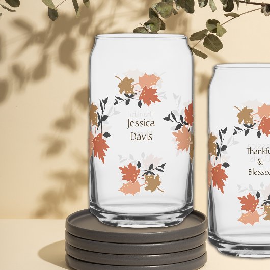 Erntedank Rustic Fall Vibes Personalisiere Dosenglas
