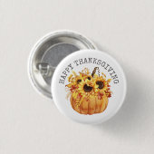 Erntedank Rustic Sunflowers Pumpkin Button (Vorne & Hinten)