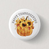Erntedank Rustic Sunflowers Pumpkin Button (Vorderseite)