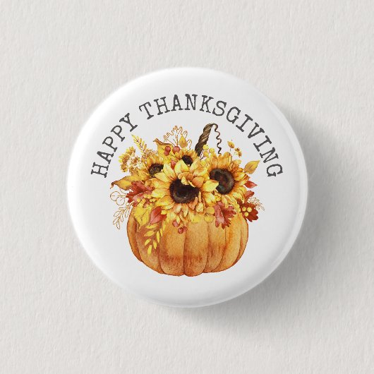Erntedank Rustic Sunflowers Pumpkin Button (Vorderseite)