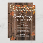 Erntedank Rustikale Herbstleaves & Streichlichter Einladung (Vorne/Hinten)