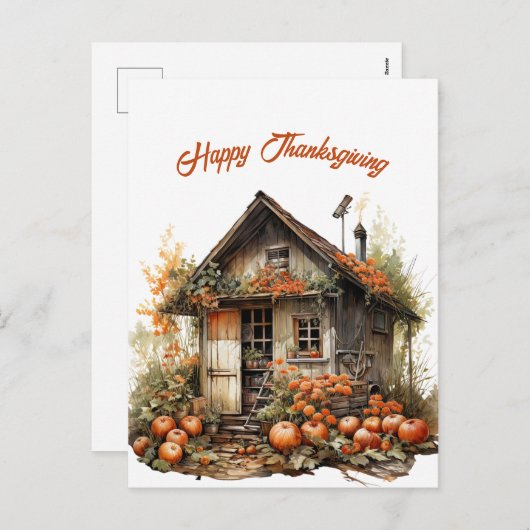 Erntedank Rustikale Schildkröte Feiertagspostkarte (Vorne/Hinten)