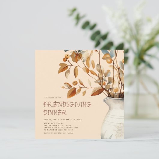 Erntedank Rustikale Wasserfarben Herbst Freundlich Einladung (Stehend Vorderseite)