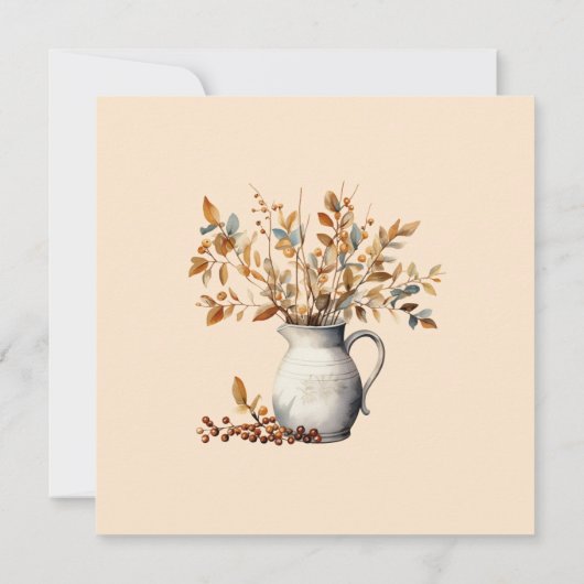 Erntedank Rustikale Wasserfarben Herbst Freundlich Einladung (Rückseite)