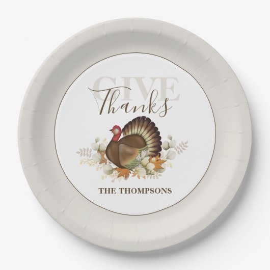 Erntedank Rustikaler Herbst Türkei Pappteller (Vorderseite)