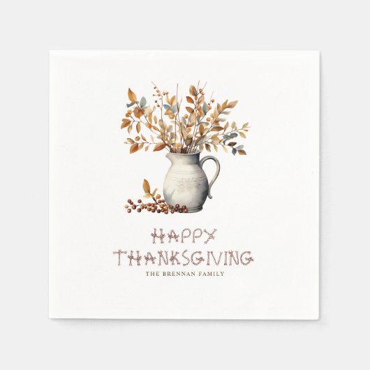 Erntedank Rustikales freundliches Dinner Herbst Serviette (Vorderseite)