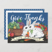 Erntedank Rustikales Kaninchenfest Niedlich Danke Feiertagspostkarte (Vorne/Hinten)