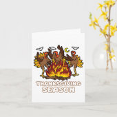 Erntedank Saison Funny Turkey Tanz Herbst Autu Karte (Gelbe Blume)