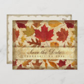 Erntedank Save the Date Herbst verlässt Beige Einladungspostkarte (Vorne/Hinten)