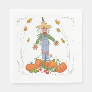 Erntedank Scarecrow Pumpkin Patch Fun Farbenfroh Serviette