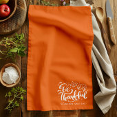 Erntedank-Schriftzug Be Thankful Orange Geschirrtuch