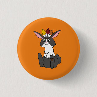 Erntedank-schwarzes u. weißes Kaninchen mit Button