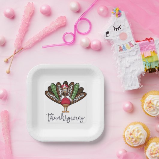 Erntedank Script Türkei Fußball Feathers Pappteller (Party)