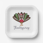 Erntedank Script Türkei Fußball Feathers Pappteller (Vorderseite)