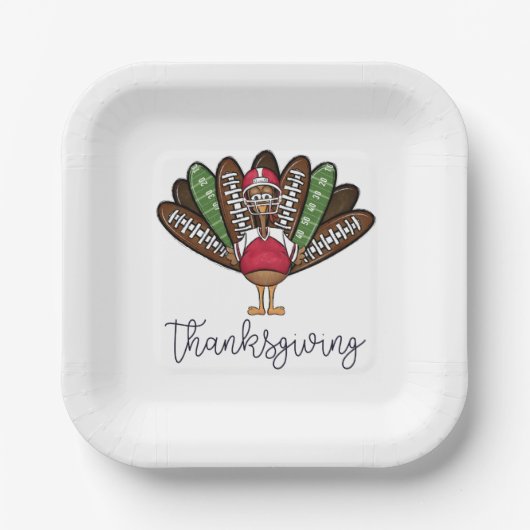 Erntedank Script Türkei Fußball Feathers Pappteller (Vorderseite)