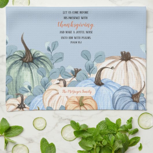 Erntedank Scripting Familienname Typografie Geschirrtuch (Gefaltet)