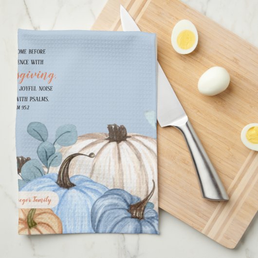 Erntedank Scripting Familienname Typografie Geschirrtuch (Viertel Falte)