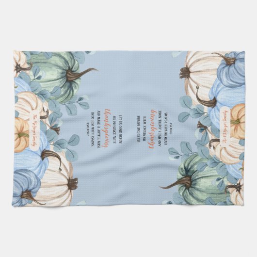 Erntedank Scripting Familienname Typografie Geschirrtuch (Horizontal)