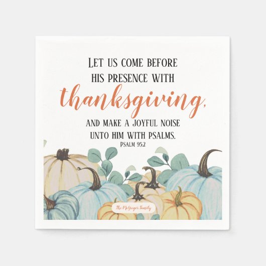 Erntedank Scripting Wassercolor Pumpkin Familie Serviette (Vorderseite)