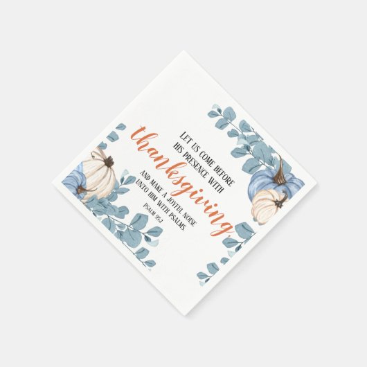 Erntedank Scripture Blue Pumpkin Corners Serviette (Ecke)