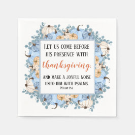 Erntedank Scripture Blue Pumpkin Frame Serviette