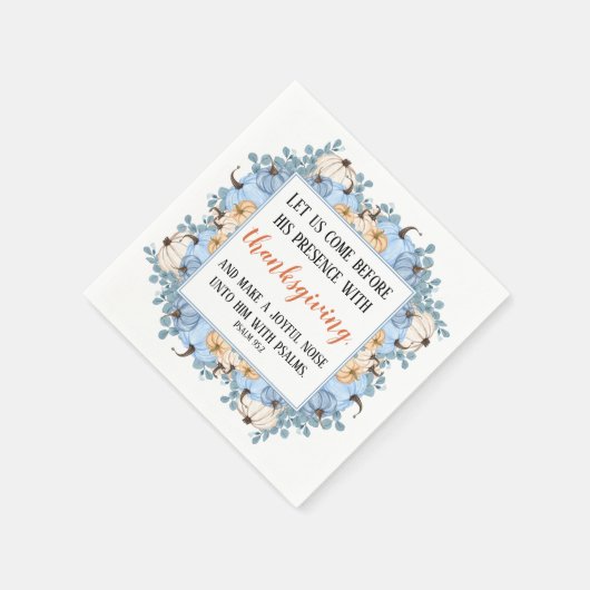 Erntedank Scripture Blue Pumpkin Frame Serviette (Ecke)