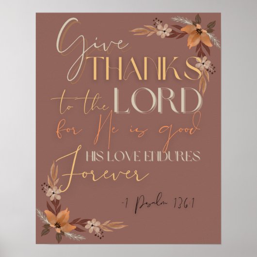 Erntedank Scripture Wall Art-1 Psalm 136:1 Poster (Vorne)