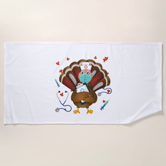 Erntedank Scrub Tops Frauen Türkei Krankenschweste Strandtuch (Vorderseite)