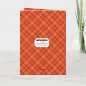 Erntedank Secret Pal Orange Plaid und Bow Card Karte (Rückseite)