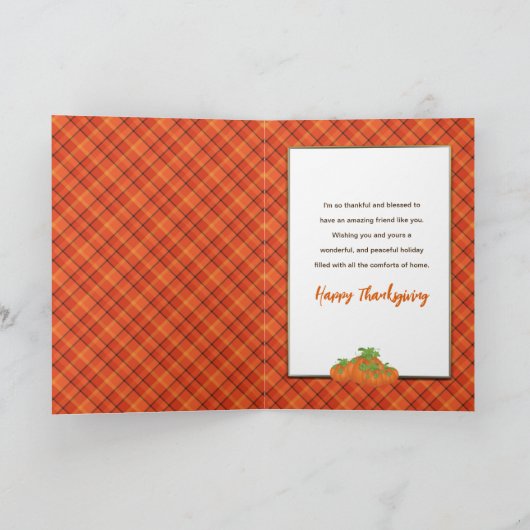 Erntedank Secret Pal Orange Plaid und Bow Card Karte (Innenseite)