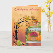 Erntedank Segen Herbstpumpen & Welpe Karte (Gelbe Blume)