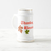 Erntedank Segen Stein mit Herbstblättern Bierglas (Vorderseite Links)