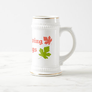 Erntedank Segen Stein mit Herbstblättern Bierglas