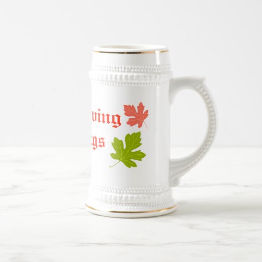 Erntedank Segen Stein mit Herbstblättern Bierglas (Rechts)