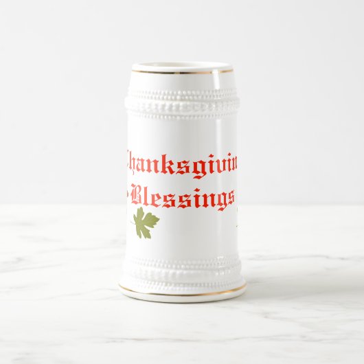 Erntedank Segen Stein mit Herbstblättern Bierglas (Mittel)