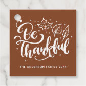 Erntedank sei dankbar Script Harvest Brown Geschenkanhänger (Vorderseite)