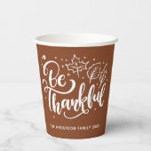 Erntedank sei dankbar Script Harvest Brown Pappbecher (Rückseite)