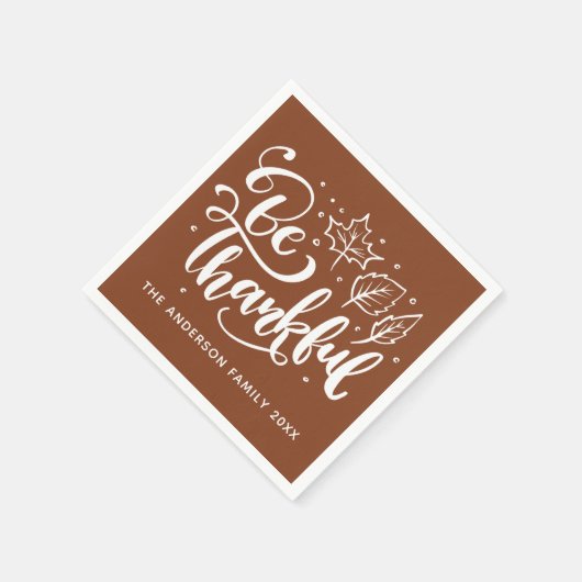 Erntedank sei dankbar Script Harvest Brown Serviette (Ecke)