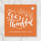 Erntedank sei dankbar Script Harvest Orange Geschenkanhänger (Rückseite)